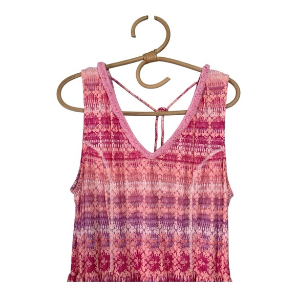 Cabana Life Sleeveless Pink Lavender UPF Tie Tassel Print Swim Cover Up Dress - Picture 10 of 16